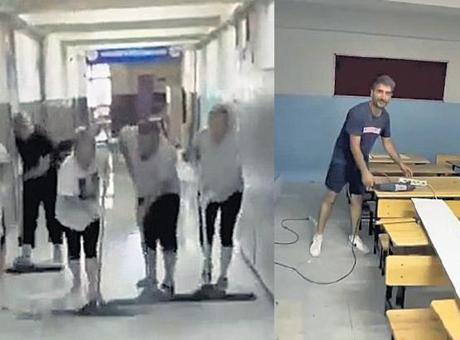 Öğretmenler temizlik yaptı