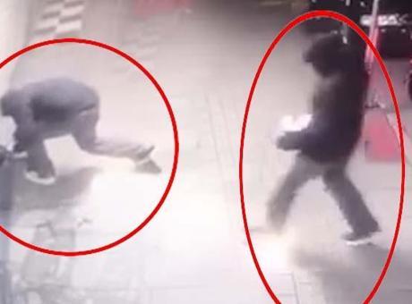 690c5f46b825a93f9900f766 Patlayıcıyı iş yerinin önünde ateşleyip hızla kaçtı! O anlar güvenlik kamerasında