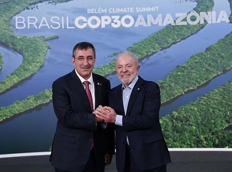 Cumhurbaşkanı Yardımcısı Yılmaz, Brezilya Devlet Başkanı Lula da Silva ile bir araya geldi