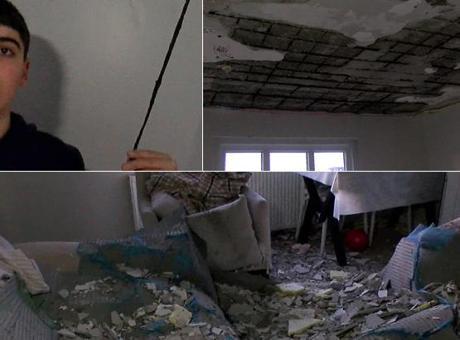 Saniyelerle hayatta kaldılar! Esenler'de bir dairenin tavanı çöktü