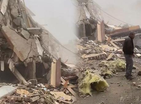 Küçükçekmece’de kontrollü yıkım facianın eşiğinden döndü! Bina yan apartmanın üzerine devrildi