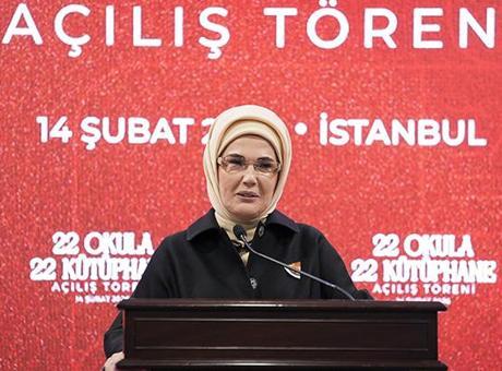 Emine Erdoğan, '22 Okula 22 Kütüphane' projesinin açılış töreninde konuştu