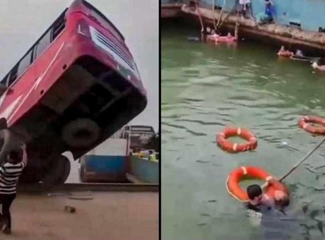 Bangladeş'te yolcu otobüsü nehre düştü! Çok sayıda ölü var