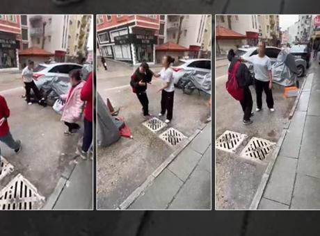 Ortaokul öğrencilerinin kavgası dehşete düşürdü! Saçından tutup yere yatırdı, kafasına ayağıyla bastı