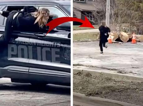 Polis aracının içinden böyle kaçtı! Firari kadın her yerde aranıyor