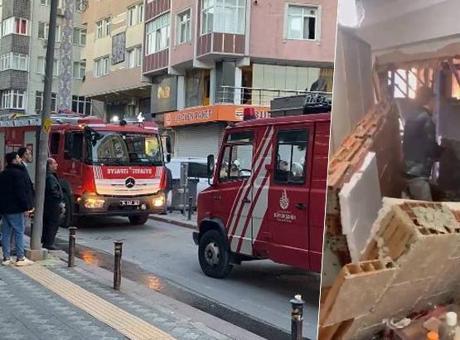 Zeytinburnu'nda korku dolu anlar! İnşaatta beton döküldüğü anda yan binanın duvarı çöktü
