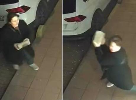 Kaldırım taşıyla öfke saçtı! Gece yarısı iş yerinin önüne gelen kadın camları tuzla buz etti