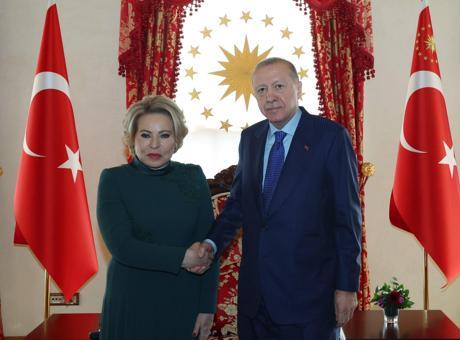 Cumhurbaşkanı Erdoğan, Rusya Federasyon Konseyi Başkanı Matviyenko’yu kabul etti