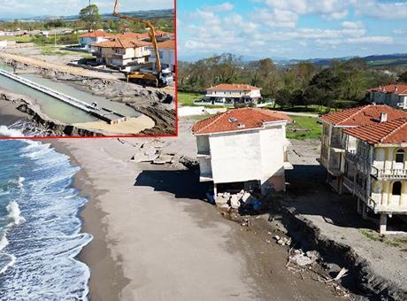 Deniz evlere dayandı! Sakarya'da erozyona 'sahil koruma duvarlı' önlem