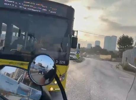 İETT otobüsü kırmızı ışıkta geçti, motosikletli altında kalmaktan son anda kurtuldu!