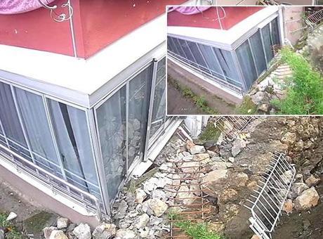 Görüntüler Amasya'dan! Duvarın yıkılma anı kamerada