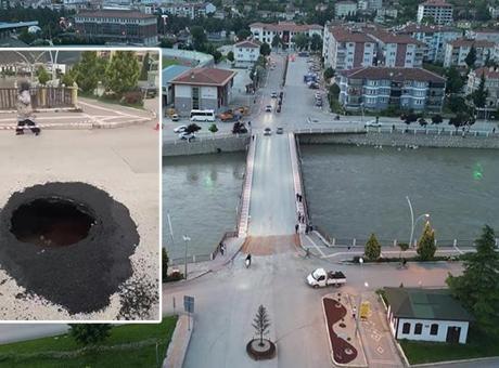 Amasya'da facianın eşiğinden dönüldü! Köprü girişinde çökme oluştu