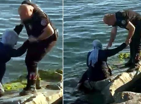 Avcılar'da kayalıklardan denize düştü, polisler kurtardı