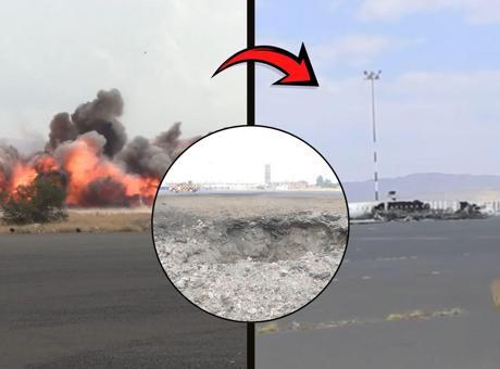 Suudi uçakları havalimanını vurdu! Yemen'den ilk görüntüler geldi