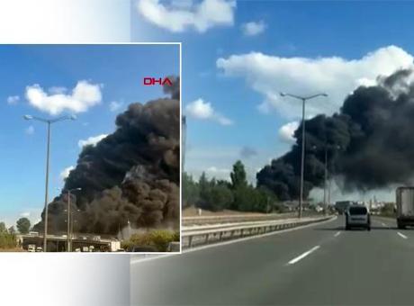 İstanbul'da TEM Otoyolu'nda TIR yangını