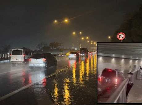 İstanbul'da kuvvetli yağış: Yollar göle döndü
