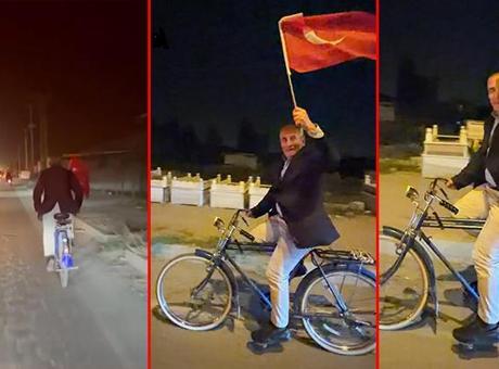 103 araçlık konvoya bisikletiyle katıldı! 68 yaşındaki emekli Urfullah amcaya sürpriz