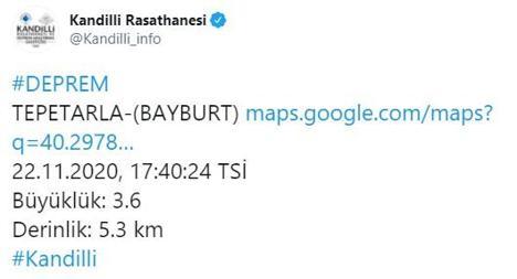 Bayburtta deprem Kandilliden son dakika açıklaması