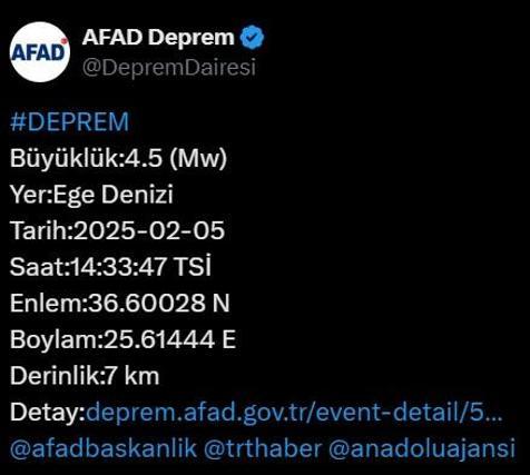 Son dakika... 2 dakika arayla 4.7 ve 4.8lik deprem