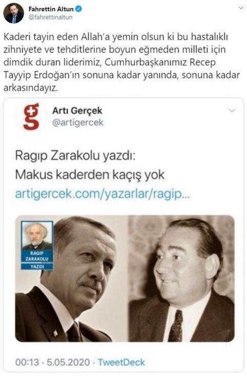 İletişim Başkanı Fahrettin Altundan Makus kaderden kaçış yok başlıklı yazıyla ilgili suç duyurusu