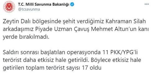 Son dakika... Şehidin kanı yerde kalmadı 11 terörist daha etkisiz hale getirildi