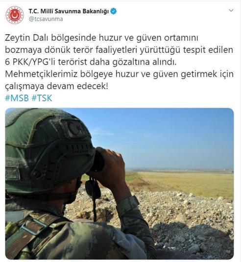 Son dakika... Zeytin Dalı bölgesinde 6 terörist daha gözaltına alındı