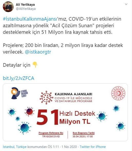 İstanbul Valisi duyurdu 51 milyon liralık destek