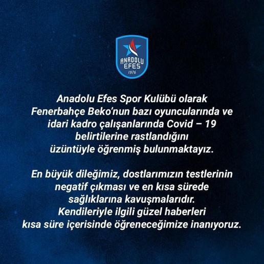 Son dakika | Fenerbahçe Beko: Bazı basketbolcularda corona virüs belirtilerine rastlandı