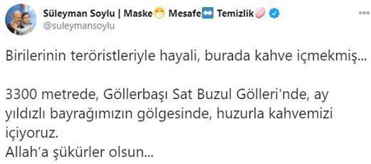 Bakan Soylunun, Sat Buzul Gölü kıyısında kahve keyi