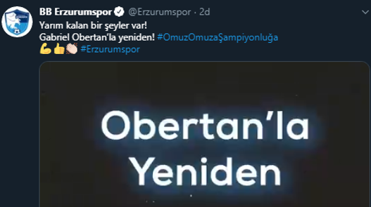 BB Erzurumspor, Obertanla yeniden anlaştı