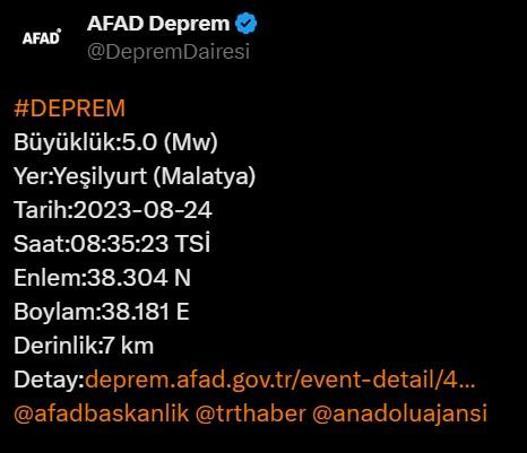 Malatyada 5 büyüklüğünde deprem Naci Görür ve Şükrü Ersoy bölgeye dikkat çekti