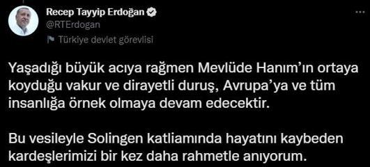 Cumhurbaşkanı Erdoğandan Mevlüde Genç için taziye