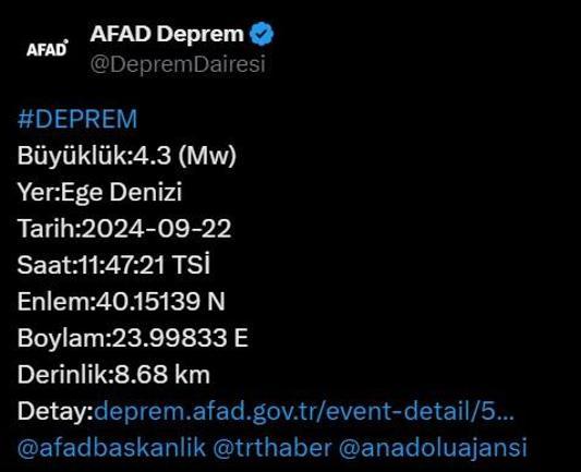 Ege Denizi beşik gibi Şimdi de 4.3, 4.2 ve 4.9luk depremler