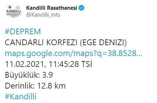 Son dakika... İzmirin Dikili ilçesinde 4.0 büyüklüğünde deprem