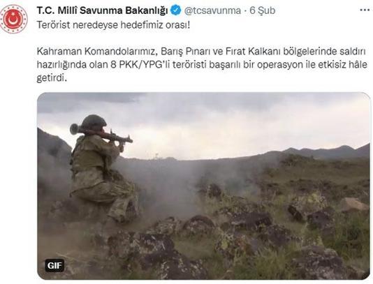 Son dakika... MSB duyurdu 8 PKKlı terörist etkisiz hale getirildi