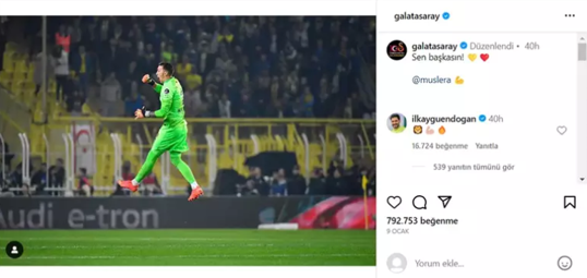Dünyaca ünlü yıldızdan Galatasarayın maç sonu paylaşımına yorum