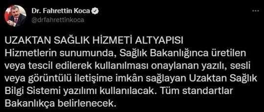 Bakan Kocadan uzaktan sağlık hizmeti açıklaması