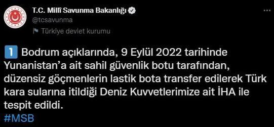 MSB görüntüleri paylaştı Egede göçmenlere Yunan zulmü böyle görüntülendi