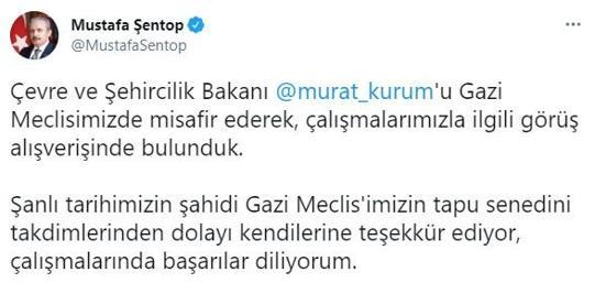 TBMM Başkanı Şentop, Çevre ve Şehircilik Bakanı Kurum’u kabul etti