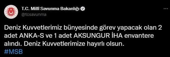 Deniz Kuvvetleri Komutanlığına 3 yeni İHA