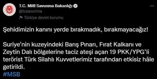 5 bölgede 23 PKKlı terörist etkisiz hale getirildi