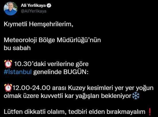 İstanbul için yeni yoğun kar yağışı uyarısı 12.00-24.00 saatlerine dikkat