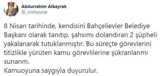 Abdurrahim Albayrakı dolandıran 2 kişi yakalandı