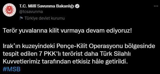 İki bölgede 10 PKKlı terörist etkisiz hale getirildi