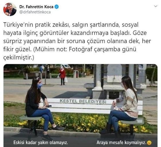 Sosyal mesafe için yapılmıştı... Bakan Koca örnek gösterdi