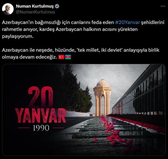 TBMM Başkanı Kurtulmuş 20 Yanvar şehitlerini andı