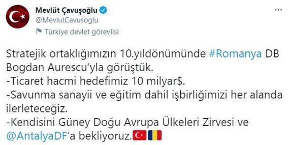Bakan Çavuşoğlu, Rumen mevkidaşı Aurescuyla bir araya geldi