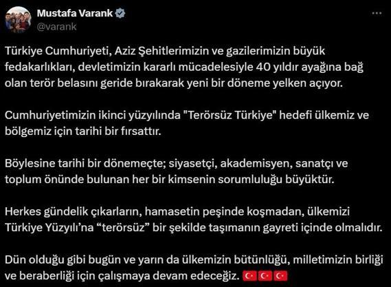 AK Partili Varank: Terörsüz Türkiye hedefi ülkemiz ve bölgemiz için tarihi bir fırsattır.
