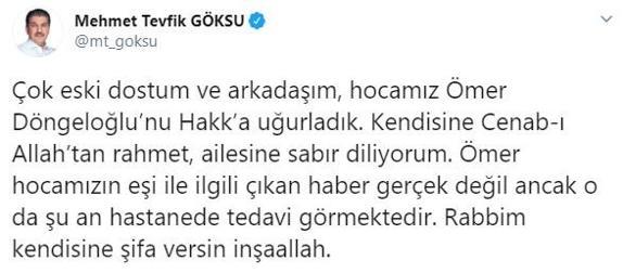 Ömer Döngeloğlunun eşi Zeynep Döngeloğlunun hayatını kaybettiği iddiaları yalanlandı