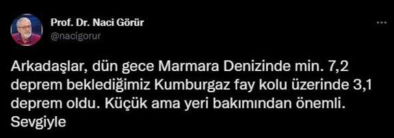 Marmarada kritik noktada 3.1lik deprem Naci Görür önemini anlattı